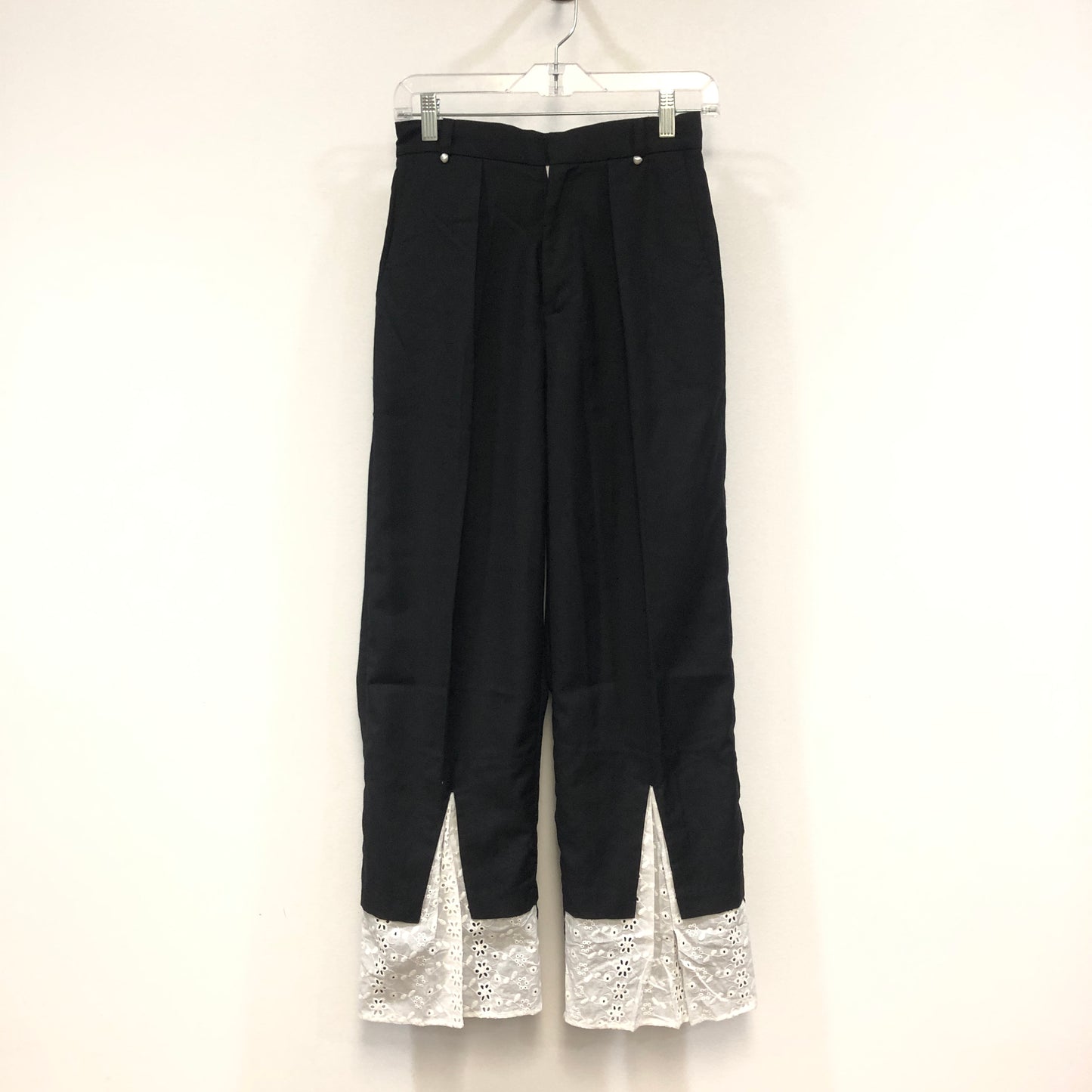 Passage du Vent Contrast Cuff Straight Trousers Size S Black/White