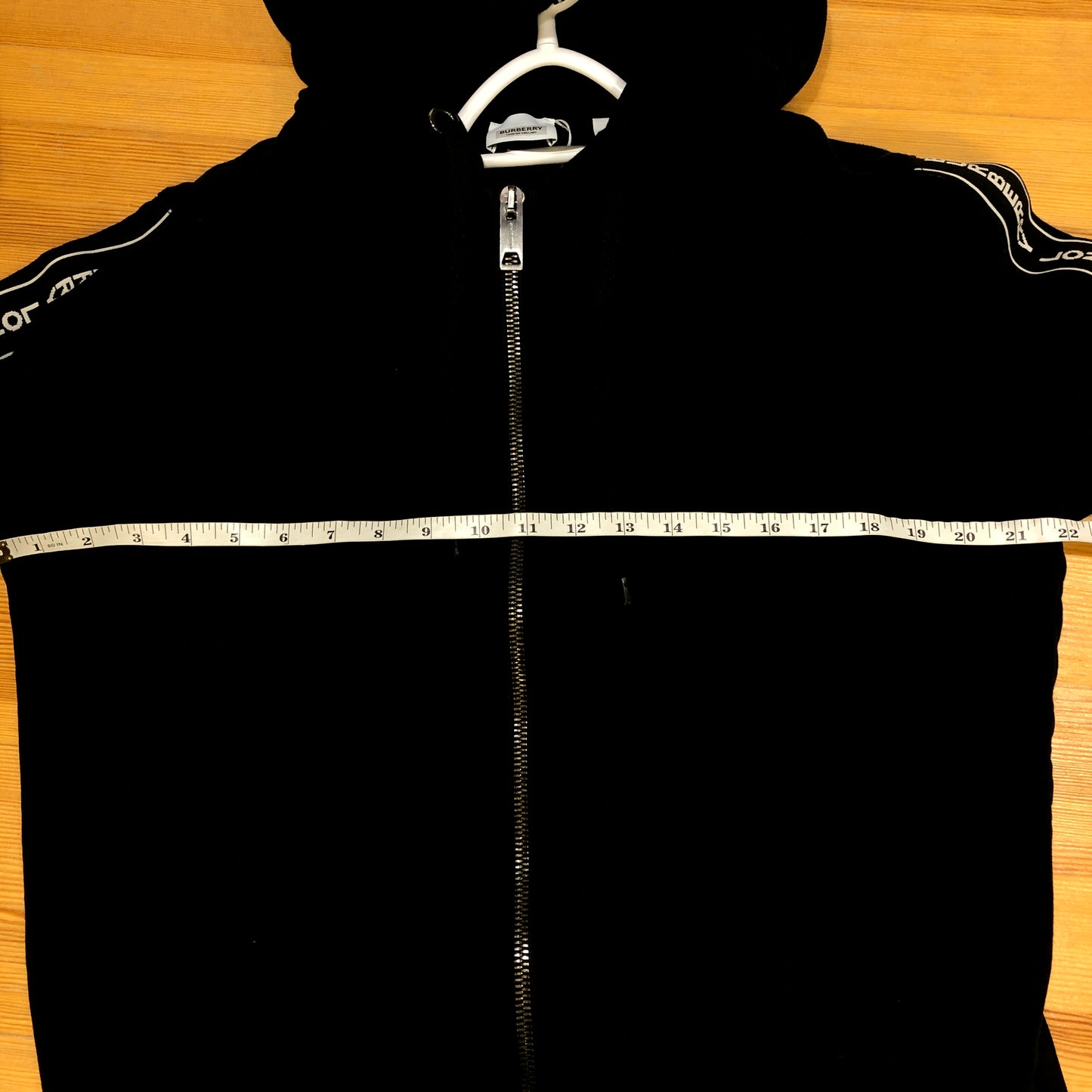 Burberry Black Full‑Zip Hoodie Logo Tape Sweatshirt Size S