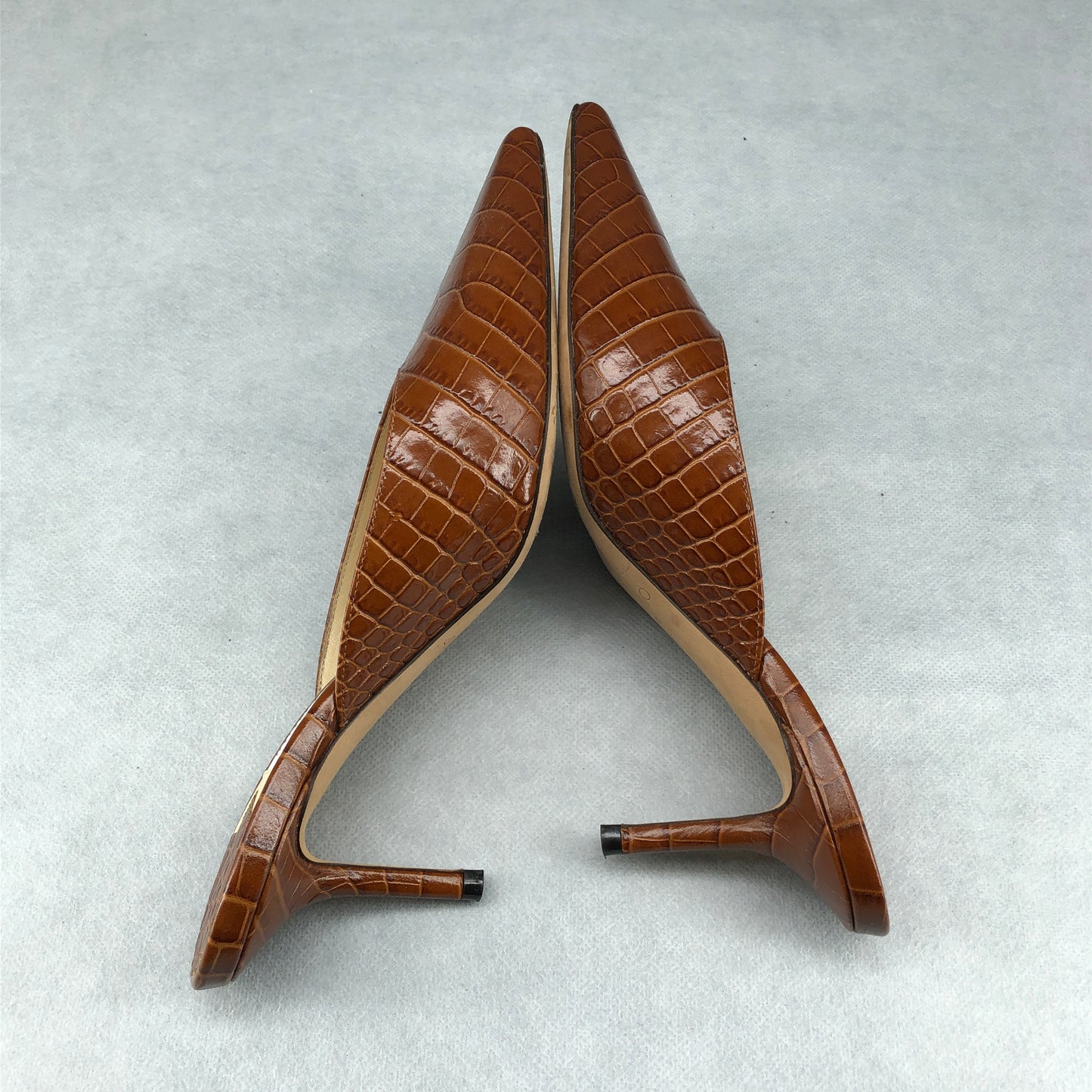 Jimmy Choo Women's Mule Heels Size 38 Brown Croc-Embossed
