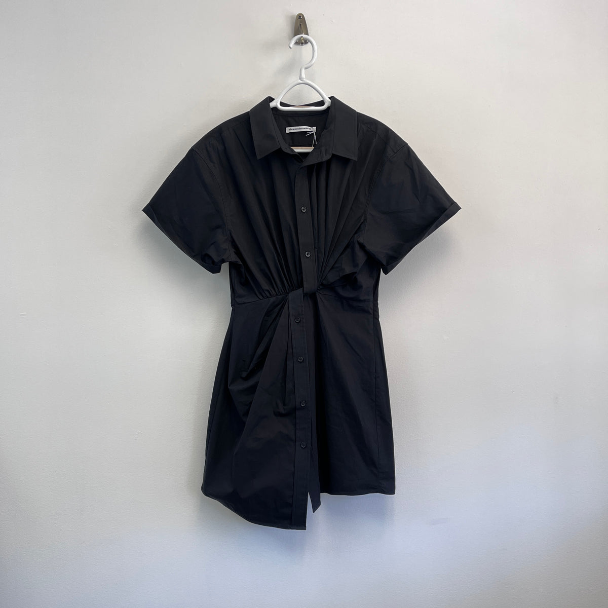 Alexander Wang Black Short Sleeve Shirt Dress Size 6
