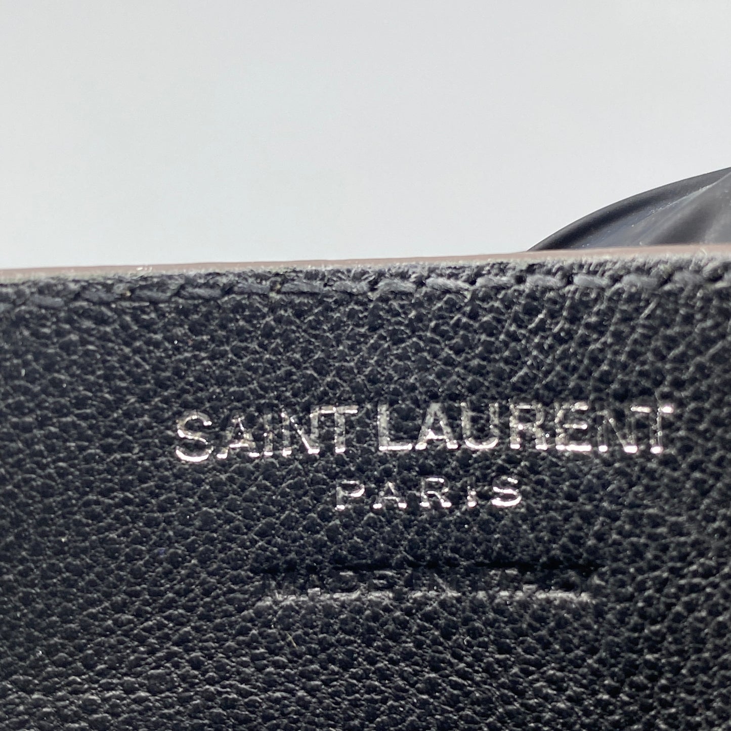Saint Laurent Grey Chevron‑Quilted Card Holder
