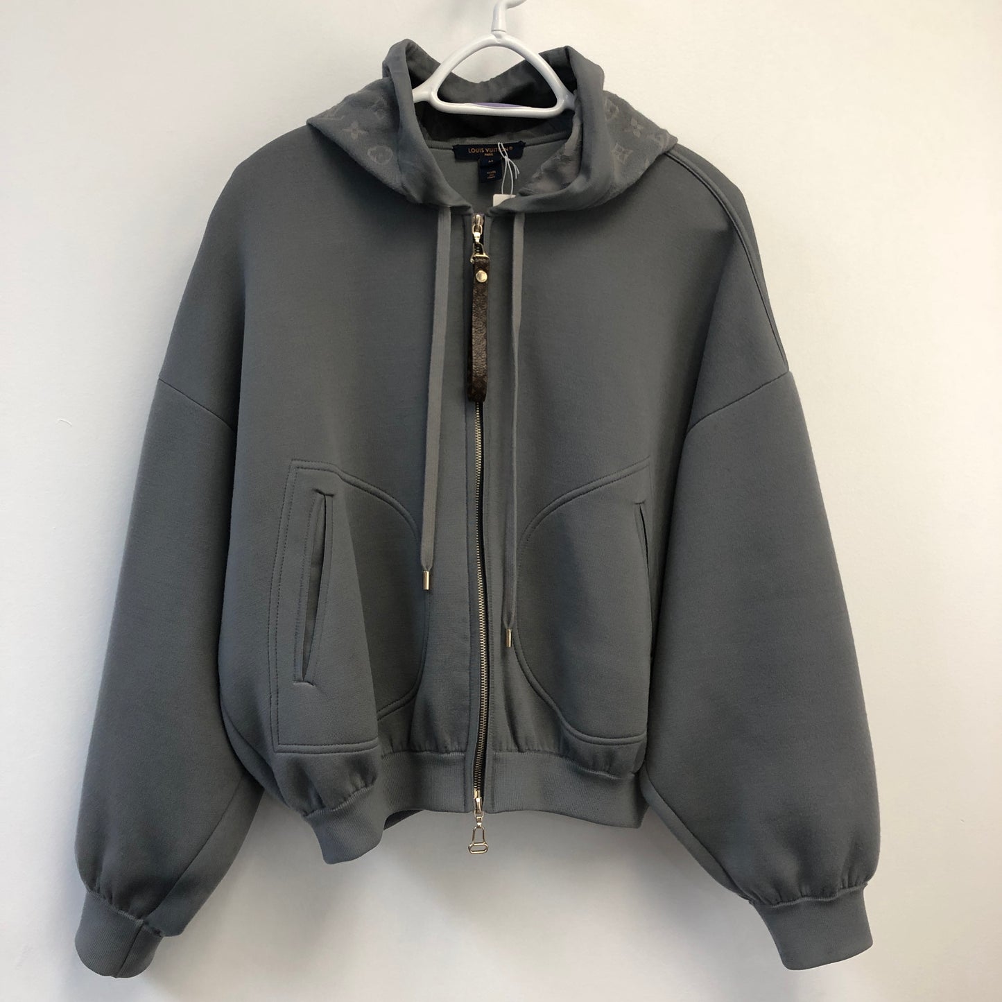 Louis Vuitton Monogram Zip-Up Hoodie Size M Grey