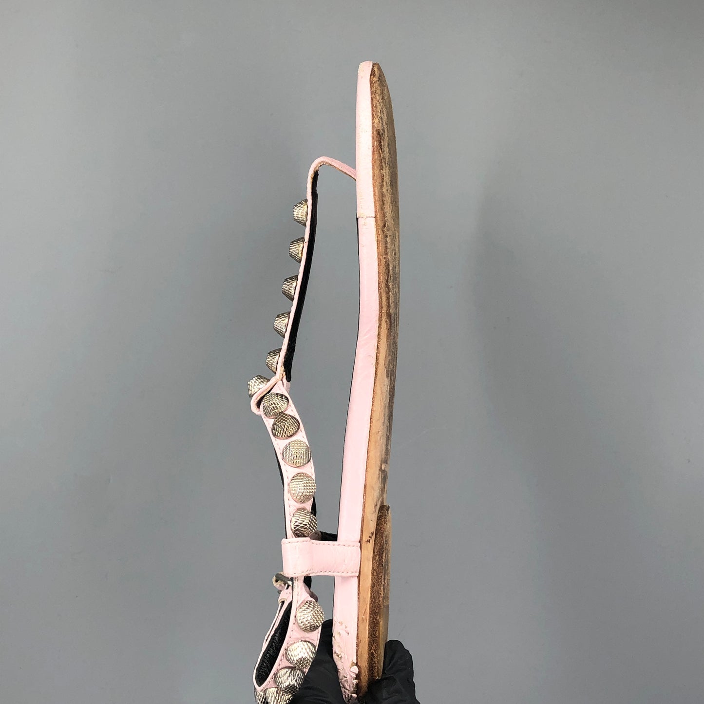 Balenciaga Women's Studded Thong Sandals 35.5 Pink
