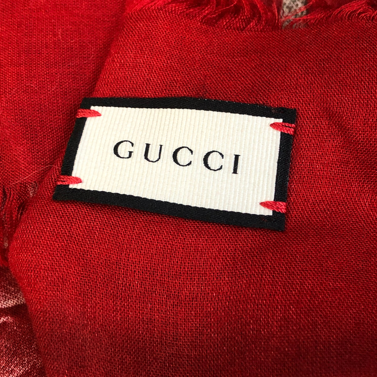 Gucci Red & Tan Floral Print Large Shawl Scarf 140*140cm
