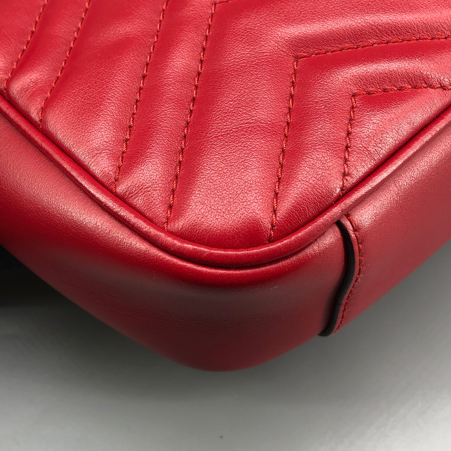 Gucci Red Quilted GG Marmont Chain Shoulder Bag