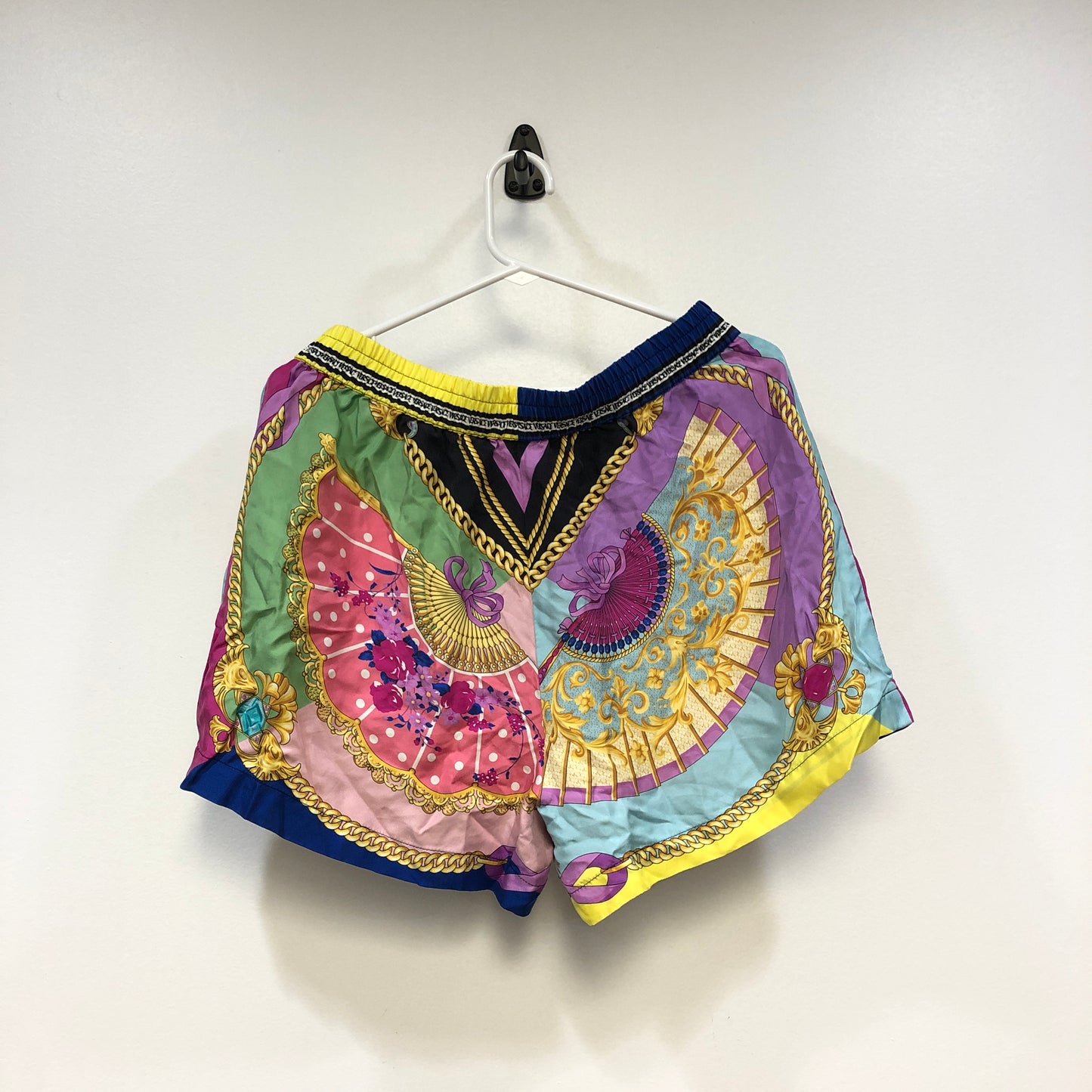 Versace Multicolor Barocco Print Silk Shorts Size 46