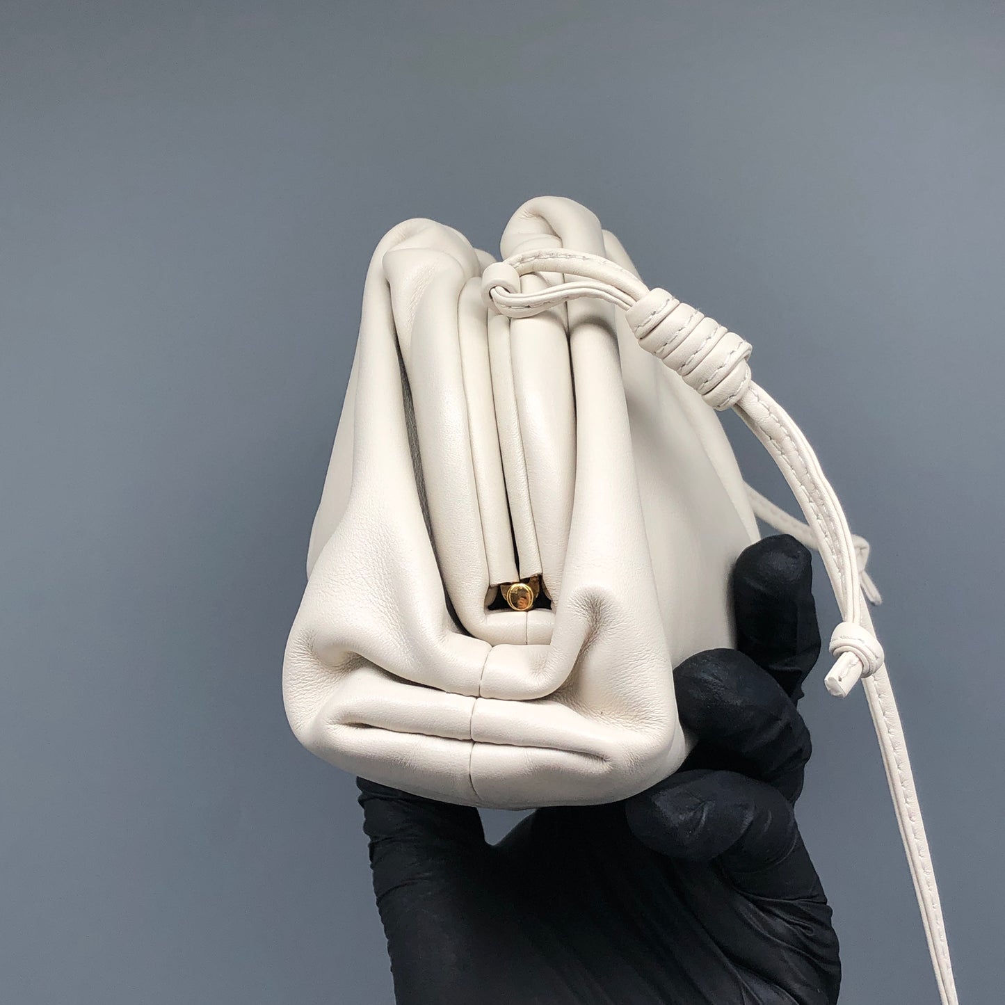 Bottega Veneta Medium Pouch Clutch Bag Cream
