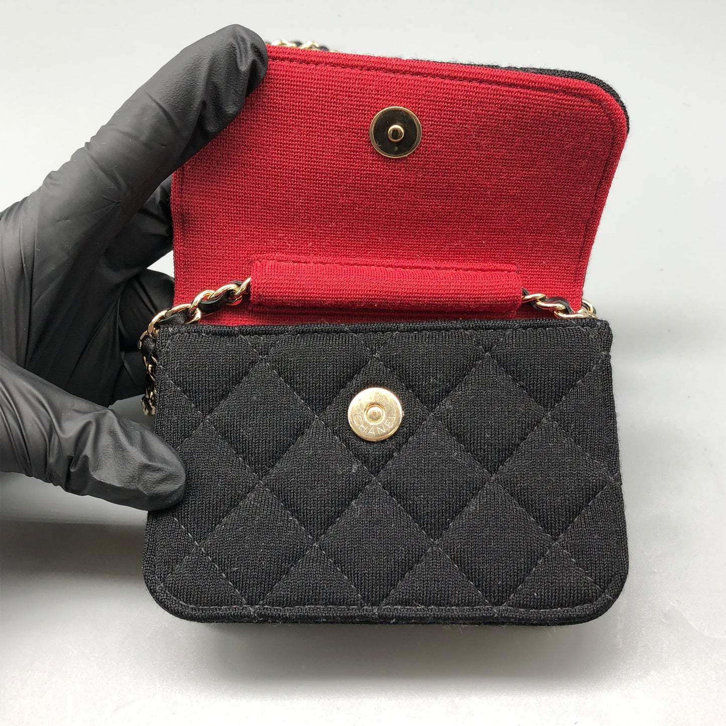 Chanel Black Quilted Fabric Mini Chain Crossbody Bag
