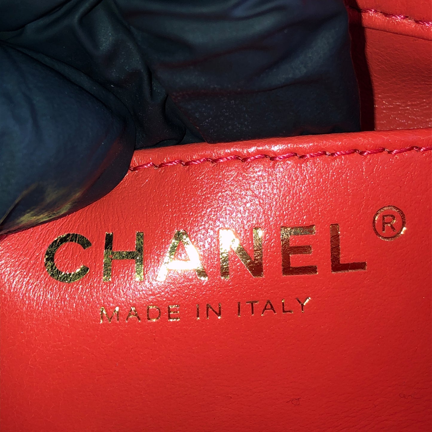 Chanel Mini Quilted Lambskin Flap Bag with Pearl Chain Red