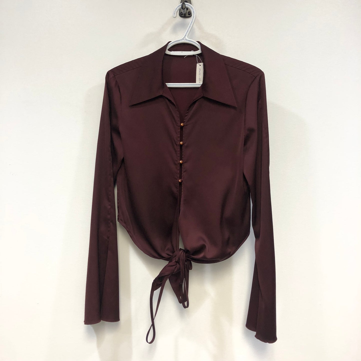 Acne Studios Satin Wrap Blouse Burgundy