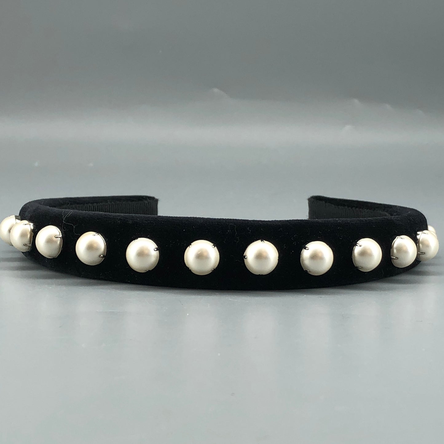 Miu Miu Velvet & Pearl Headband Black