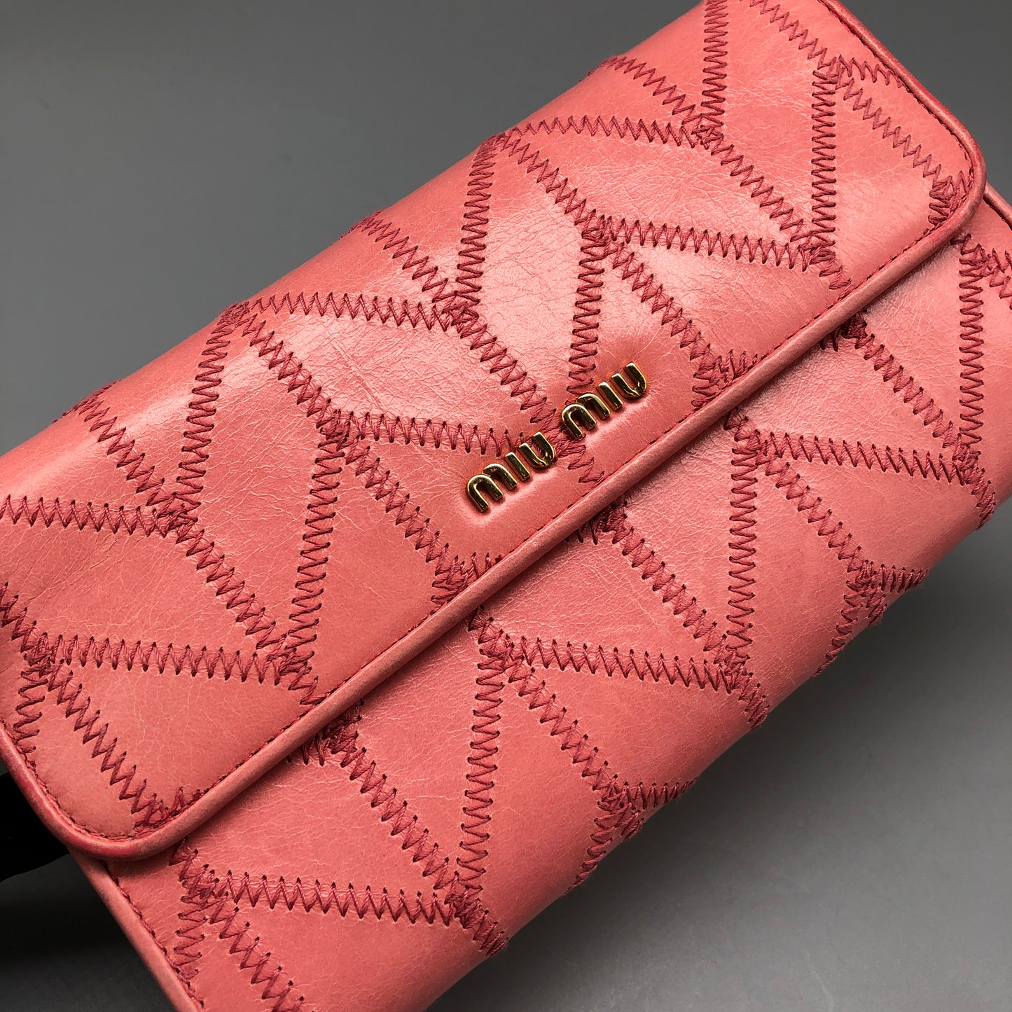 Miu Miu Pink Quilted Leather Chain Wallet / Crossbody Bag