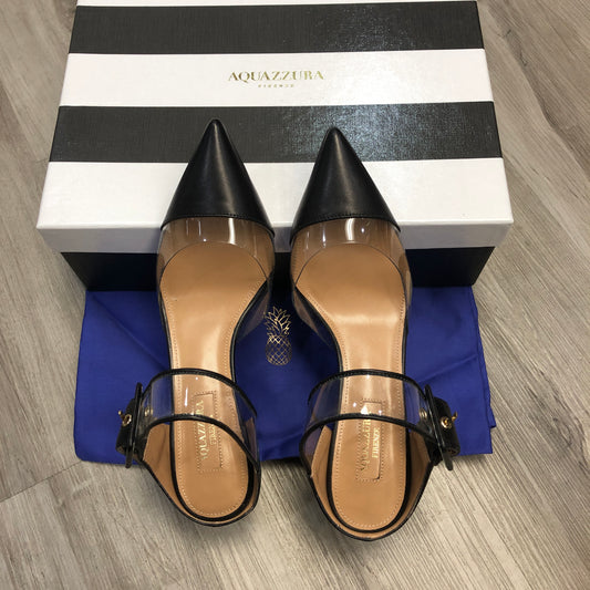 Aquazzura Pointed-Toe PVC & Leather Ankle-Strap Pumps 36 black