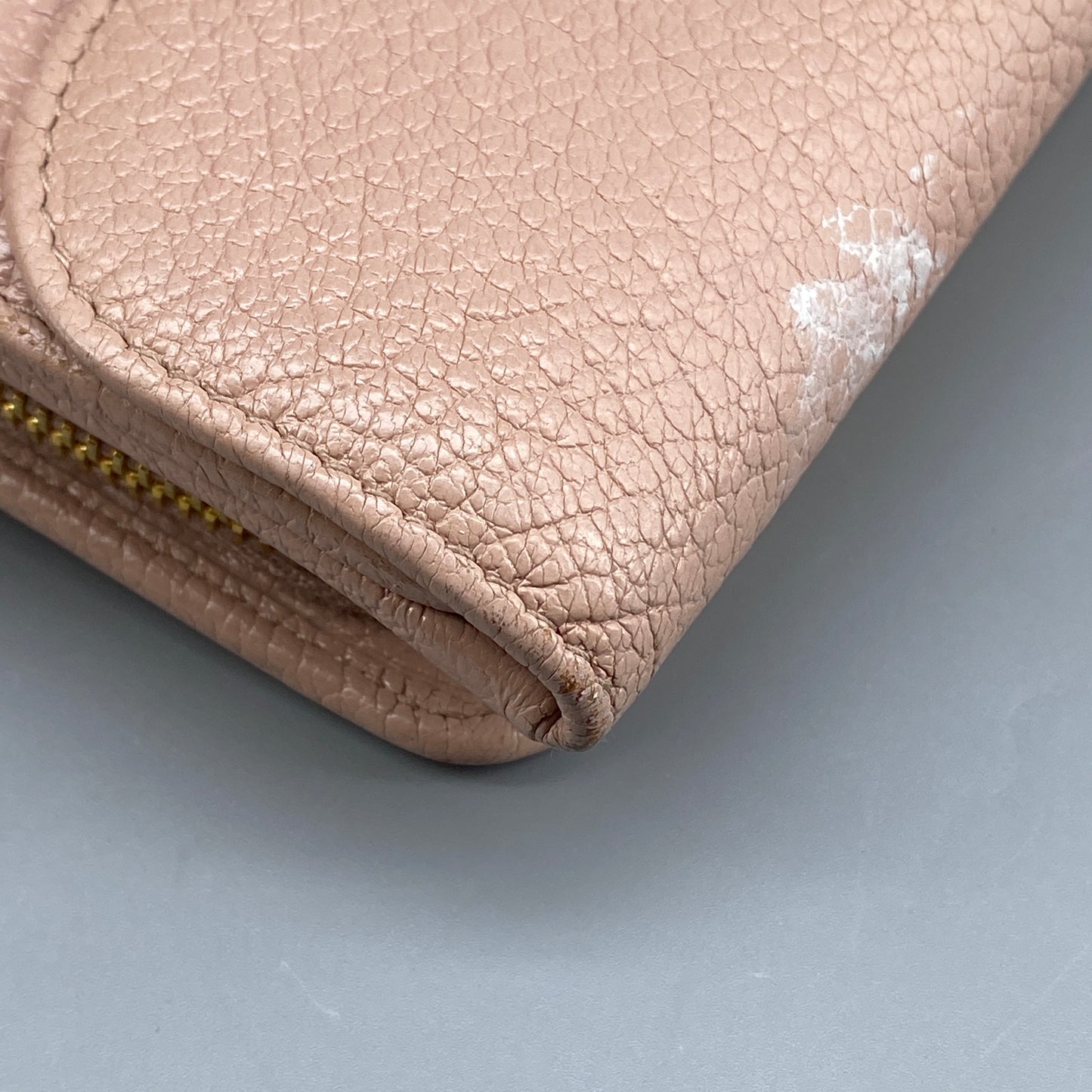 Miu Miu Blush Pink Pebbled Leather Tri-Fold Wallet