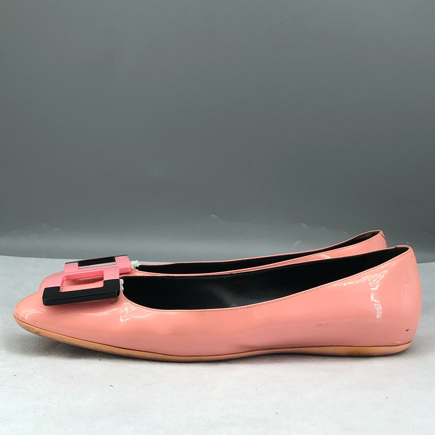 Roger Vivier Patent Leather Square Buckle Ballet Flats Size 40 Pink