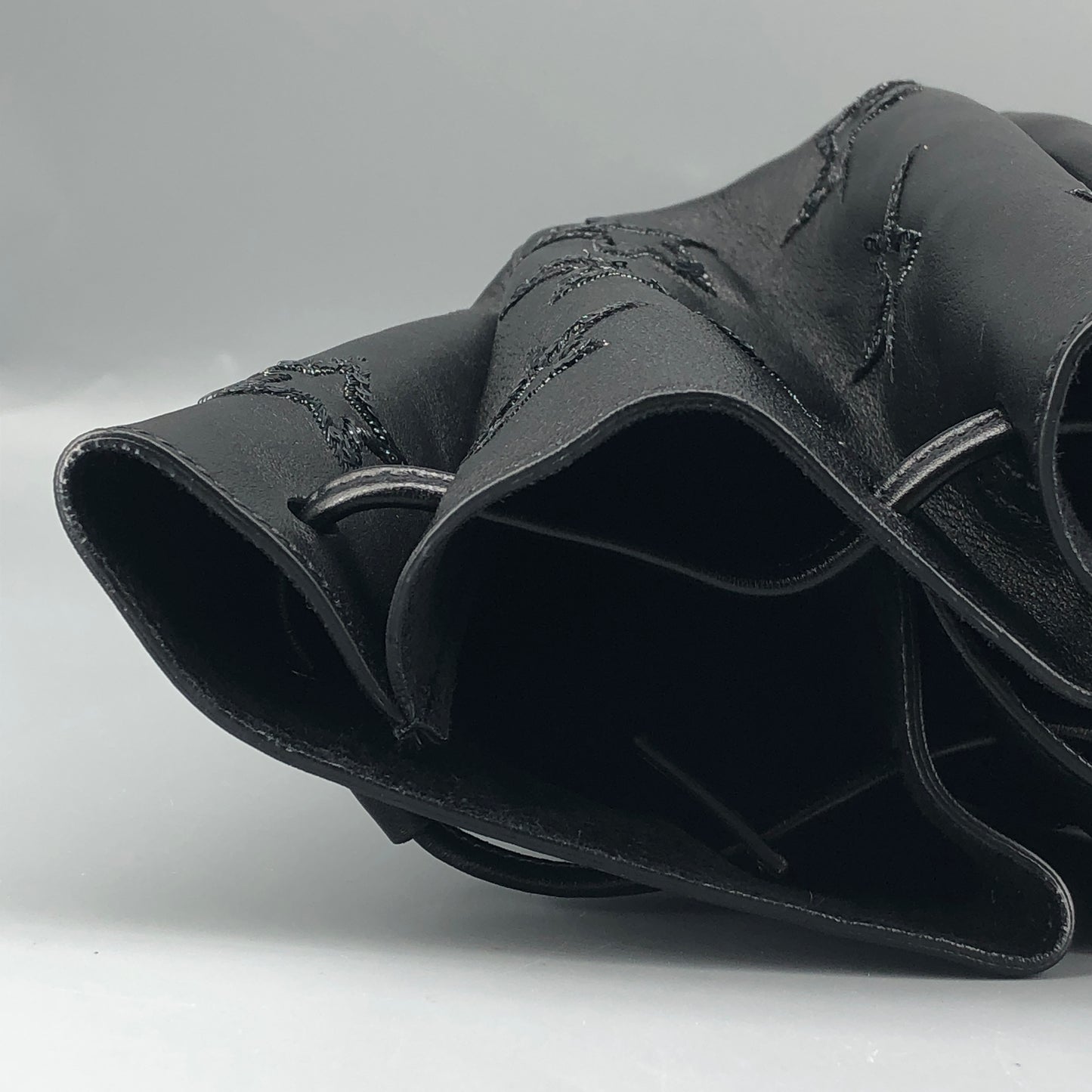 Saint Laurent Star Embossed Leather Mini Drawstring Bucket Bag Black
