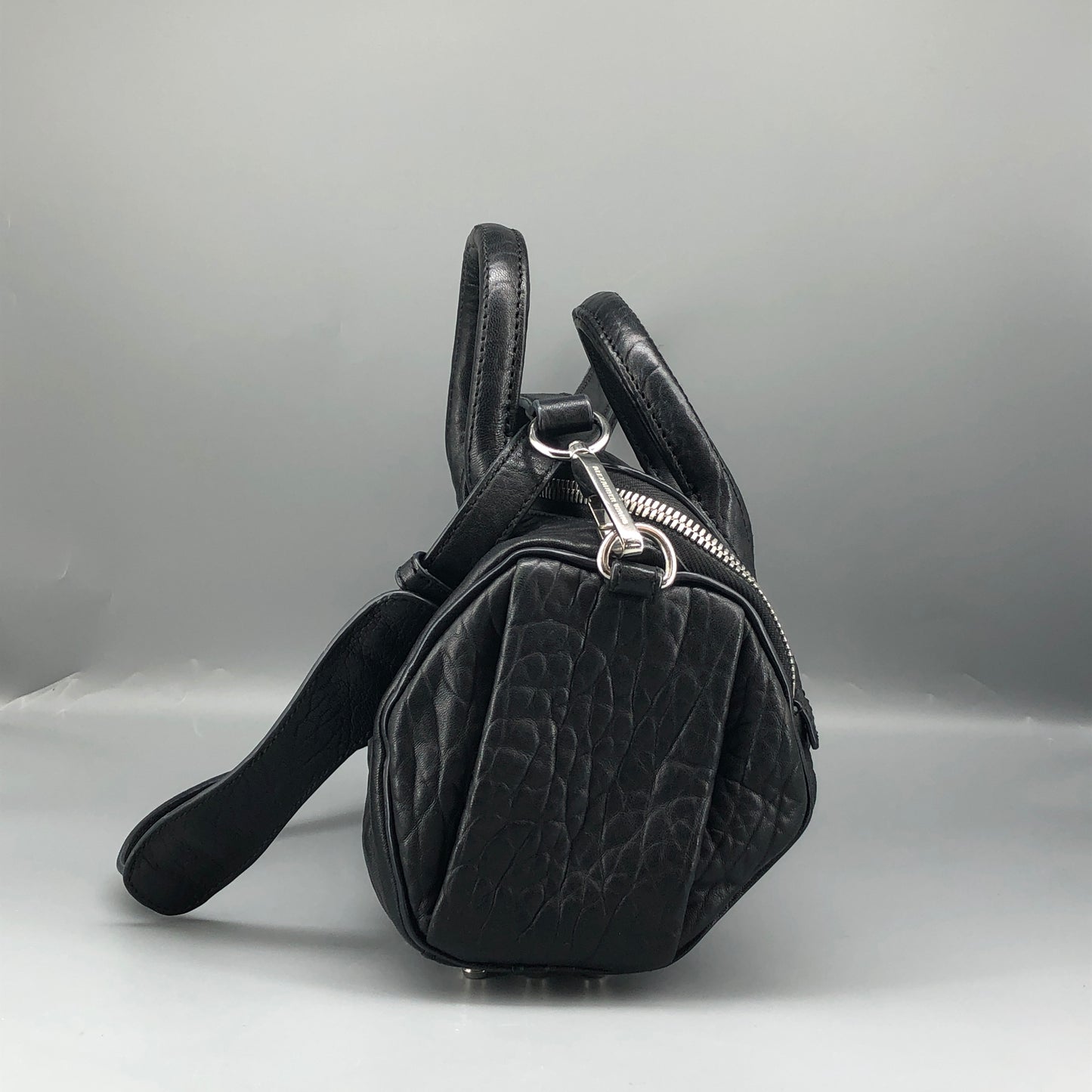 Alexander Wang Ruched Leather Studded Boston Bag Black
