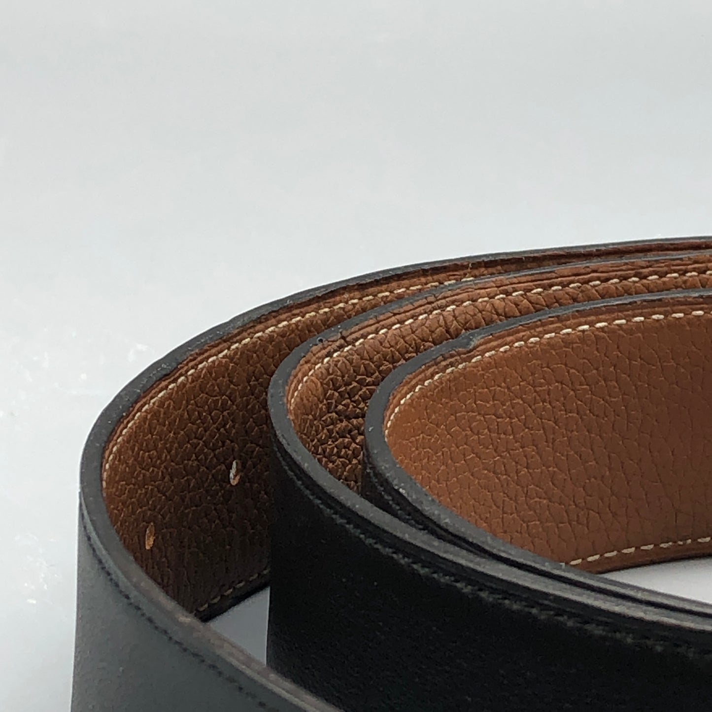 Hermes Black/Caramel Reversible Leather Belt 95cm