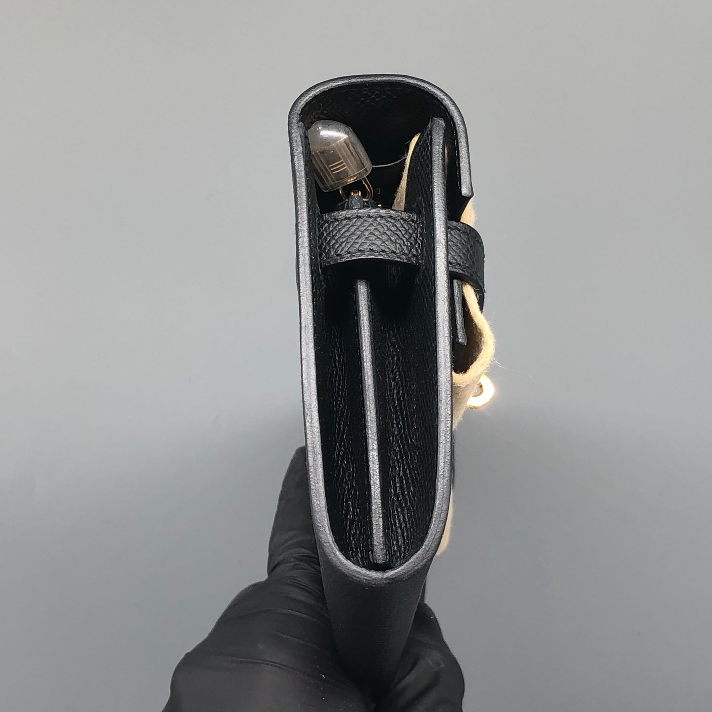 Hermes Kelly To Go Epsom 2022 Black and Gold hardware