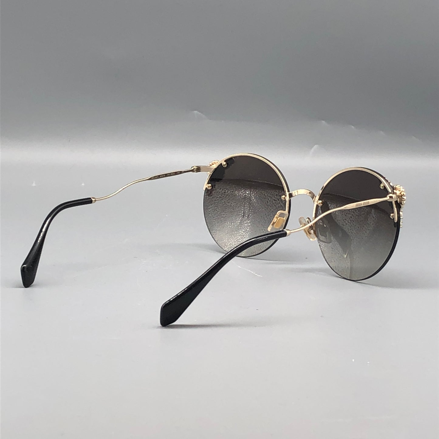 Miu Miu Round Pearl Embellished Sunglasses