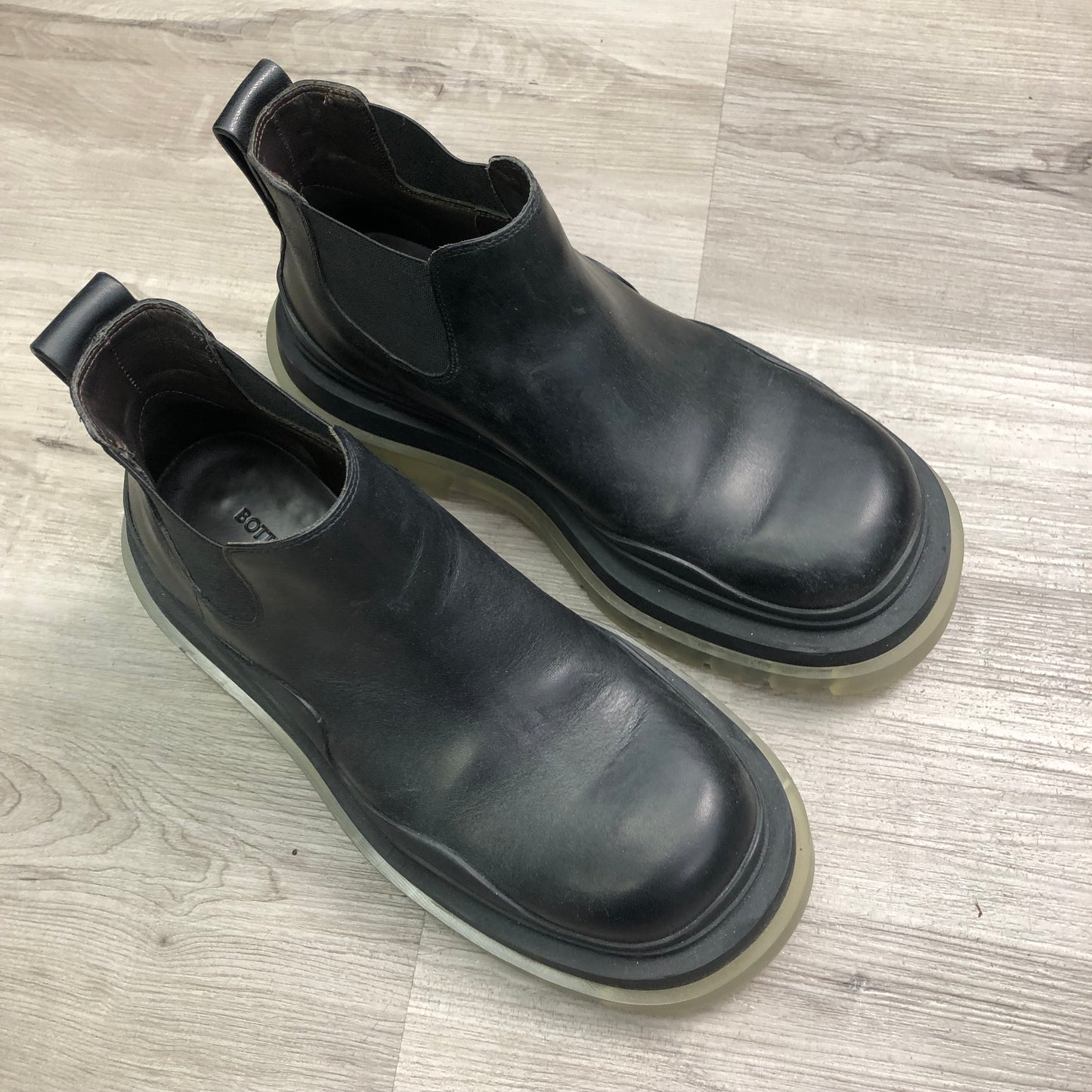 Bottega Veneta Black Leather Chelsea Boots Women's Shoes Size 36.5