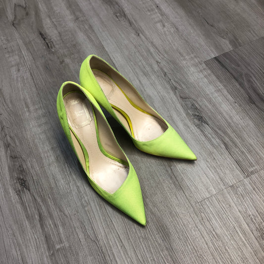 Christian Dior Cannage Pointed Toe Pumps 38 Green
