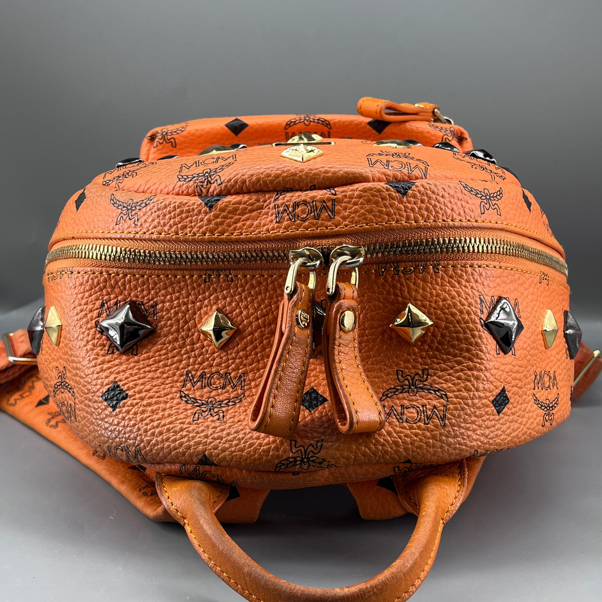 MCM Orange Visetos Backpack