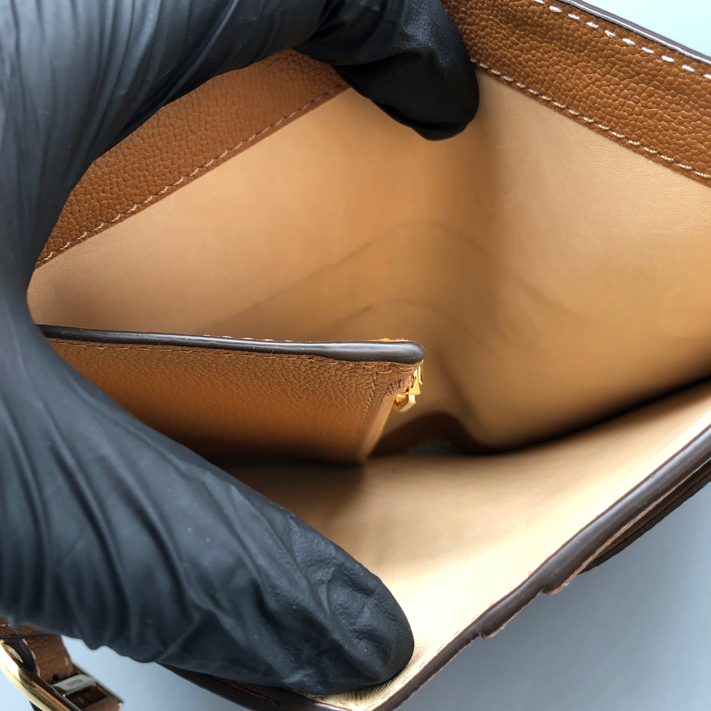 Delvaux Tan Grained Leather Compact Wallet