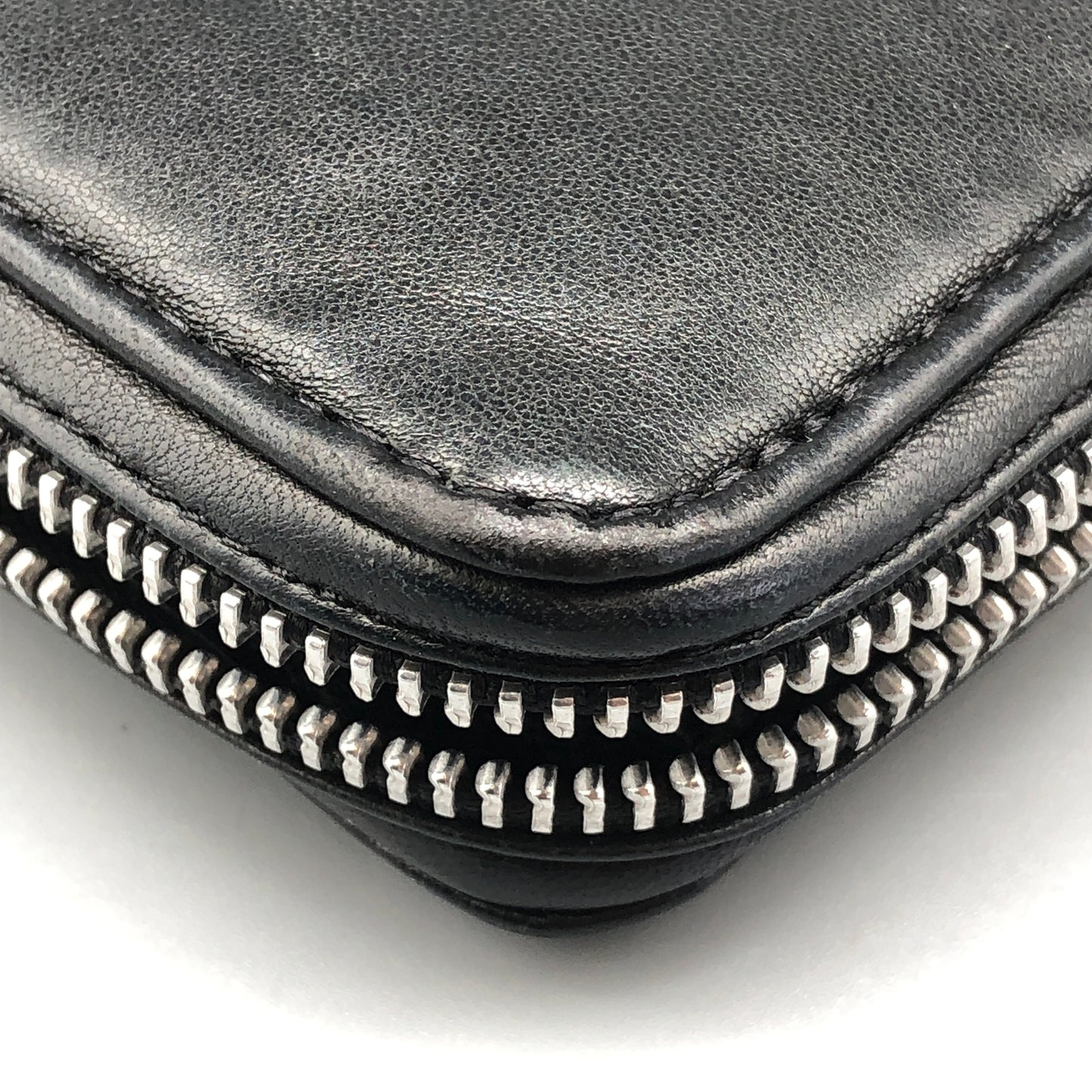 Chrome Hearts Black Leather Zip Around Long Wallet