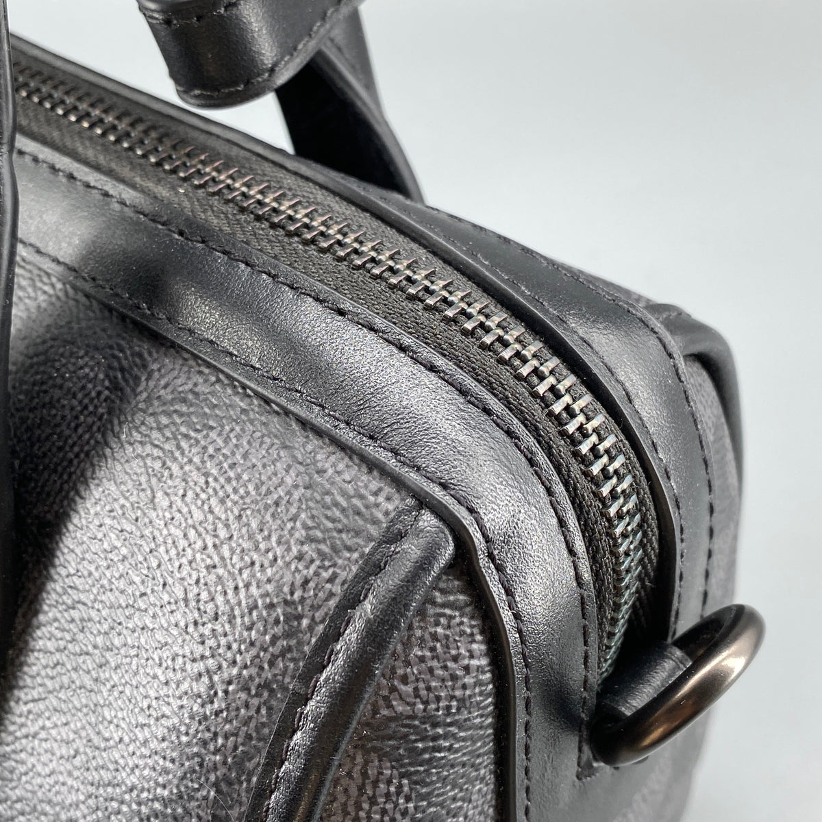 Coach Black Signature Canvas Barrel Top Handle Bag