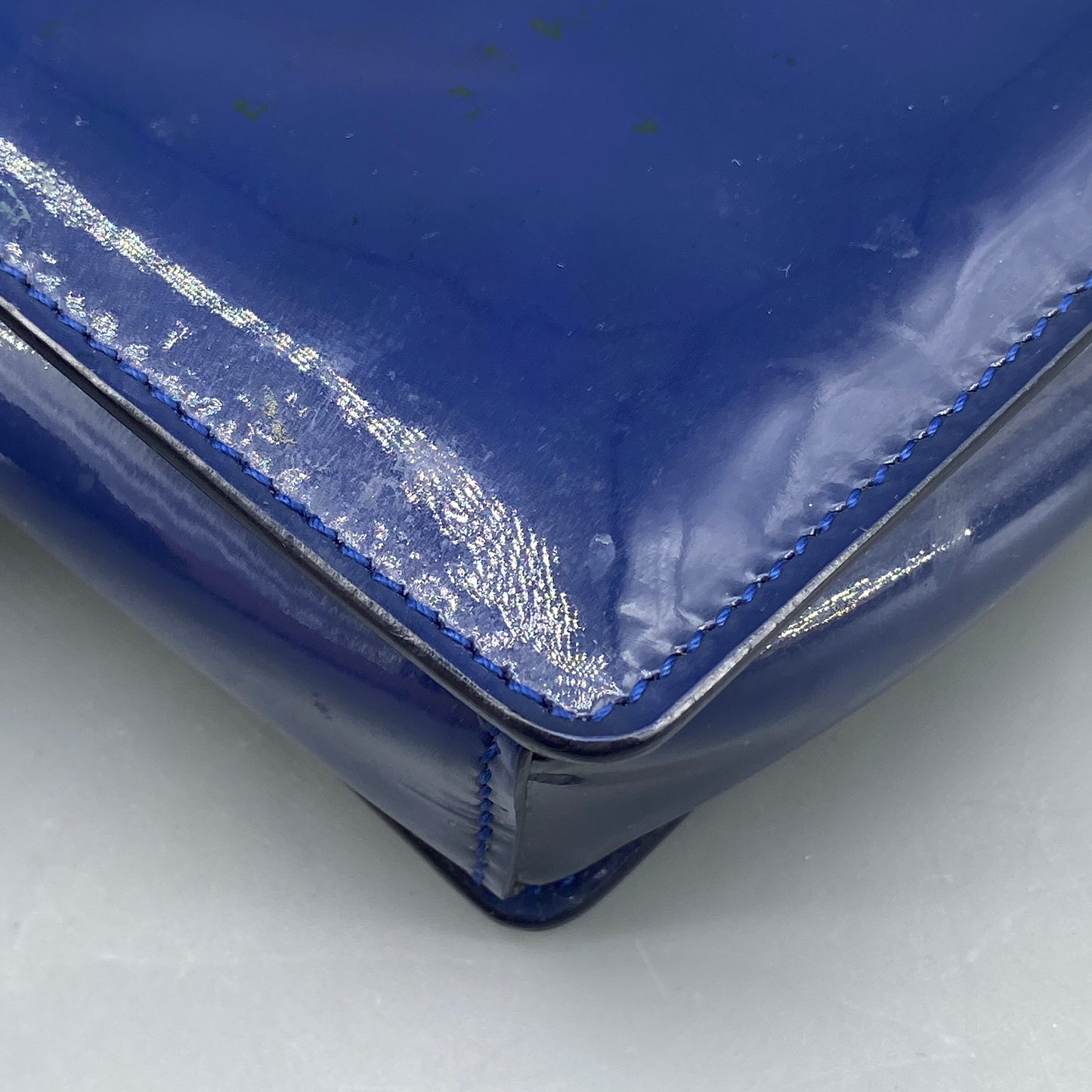 Salvatore Ferragamo Vara Bow Patent Leather Shoulder Bag Royal Blue