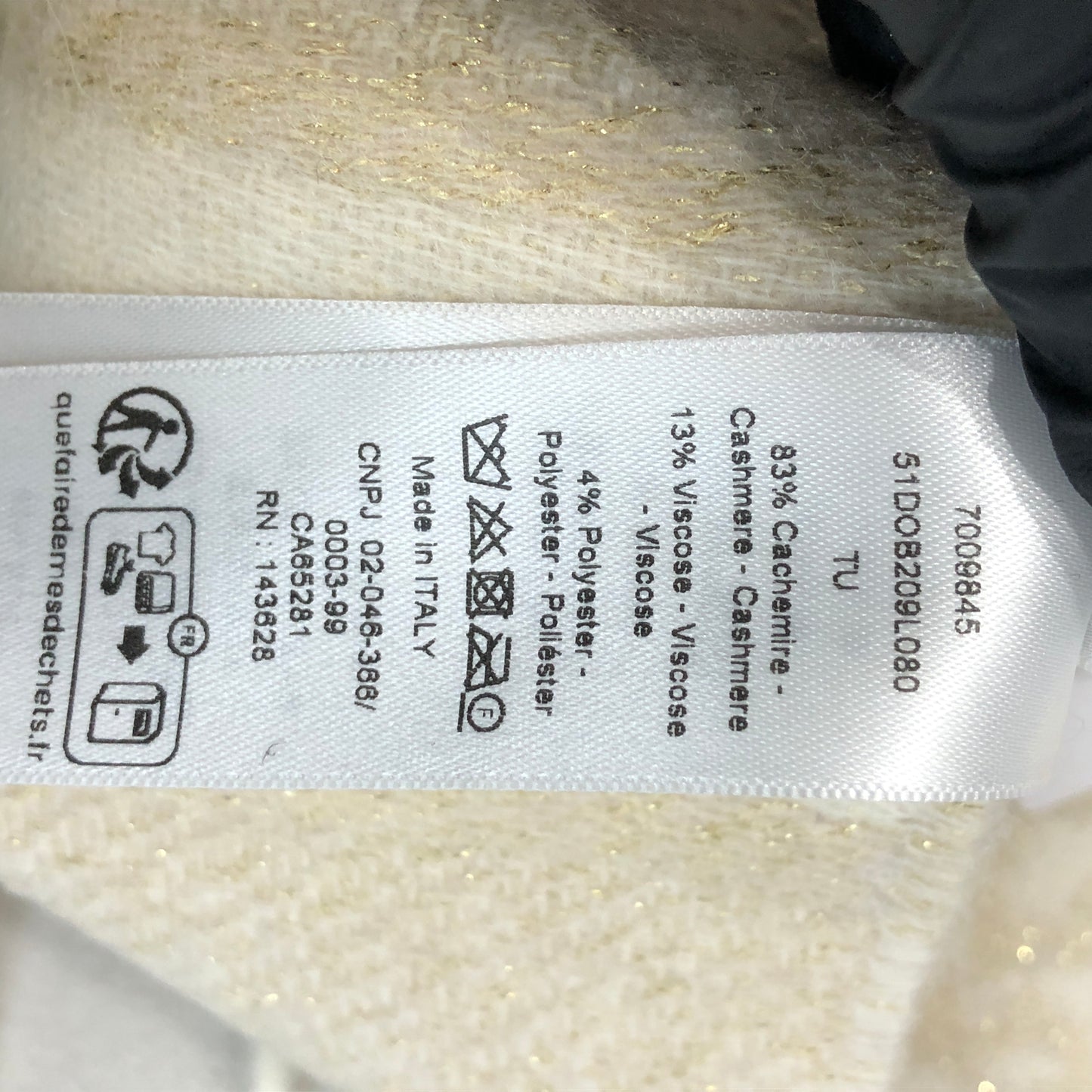 Christian Dior Cream Dotted Scarf with Fringe 45*200cm