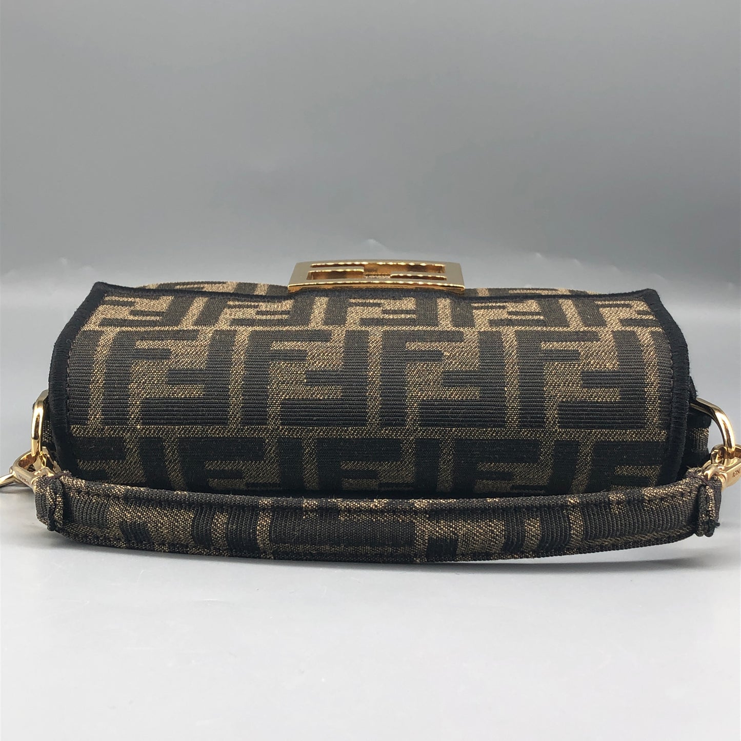 Fendi FF Zucca Baguette Mini Chain Bag Tobacco