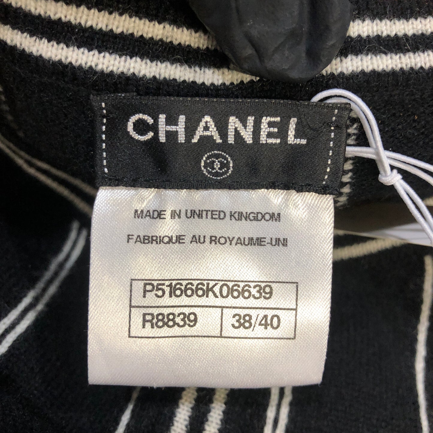 Chanel 15P Black and White stripe Cashmere 2pc Tank and Top