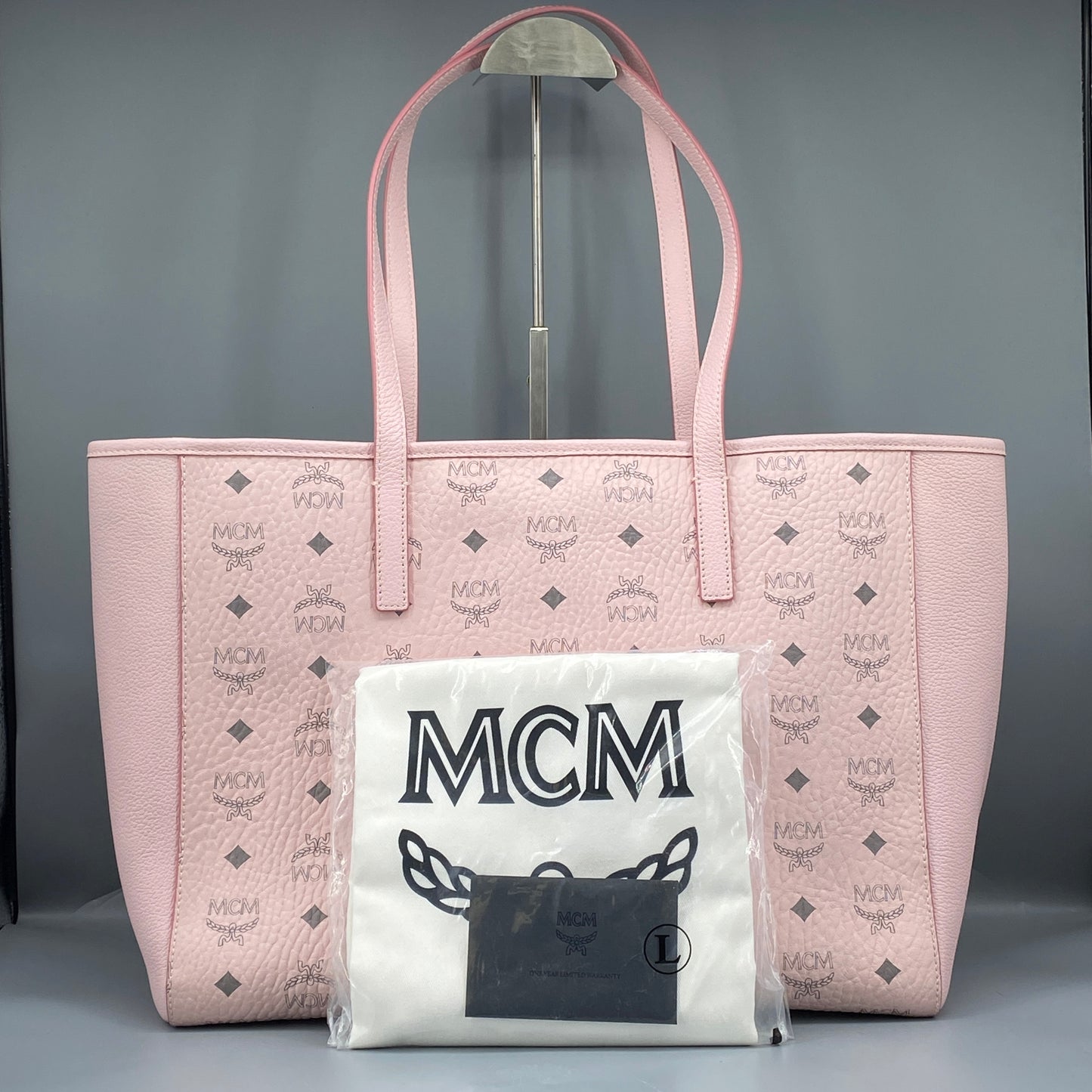 MCM Blush Pink Visetos Medium Tote Bag