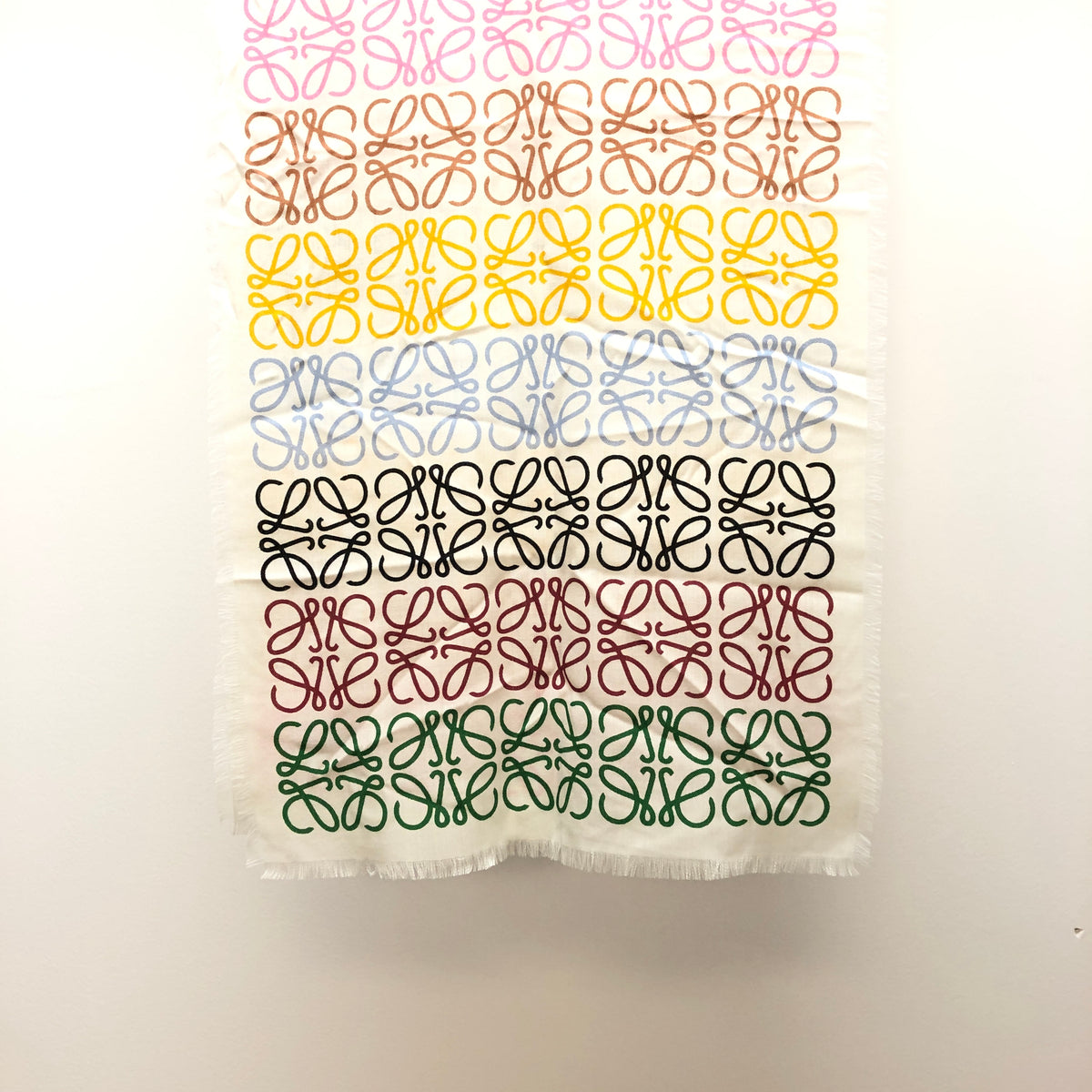 Loewe Beige Multi-Color Anagram Logo Scarf 194*42 cm