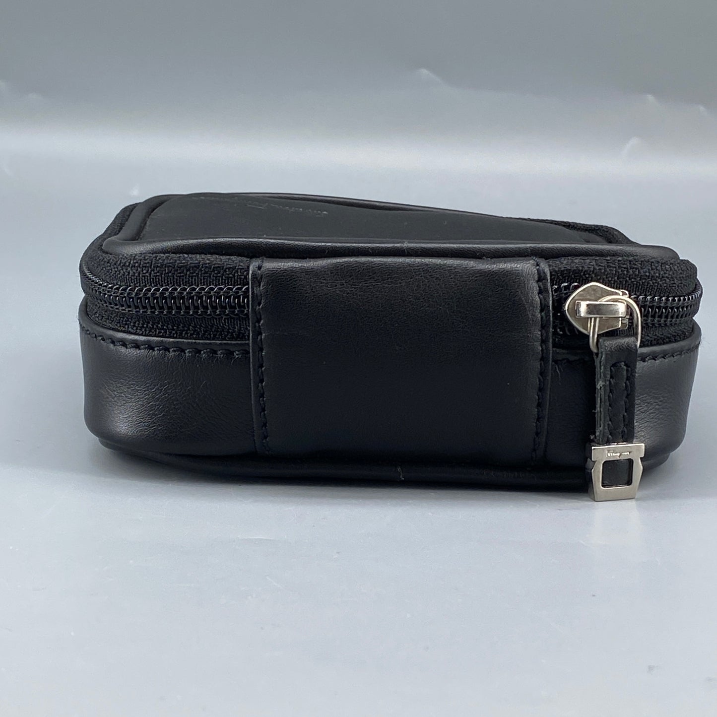 Ferragamo Black Smooth Leather Mini Square Cosmetic Pouch