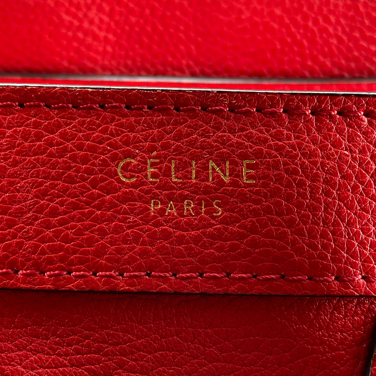 Celine Nano Luggage Red Leather Tote Bag