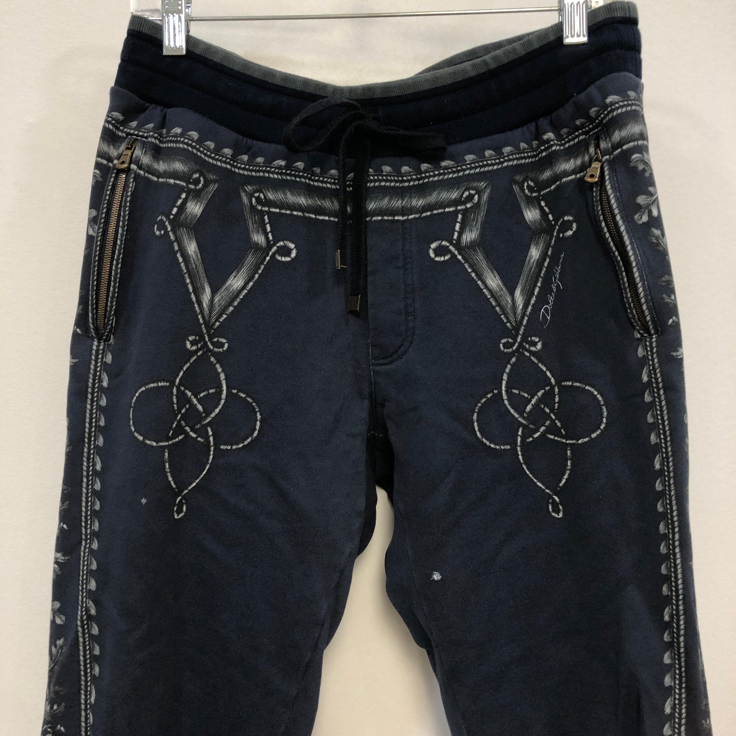 Dolce & Gabbana Navy Blue Embroidered Jogger Pants Size 48