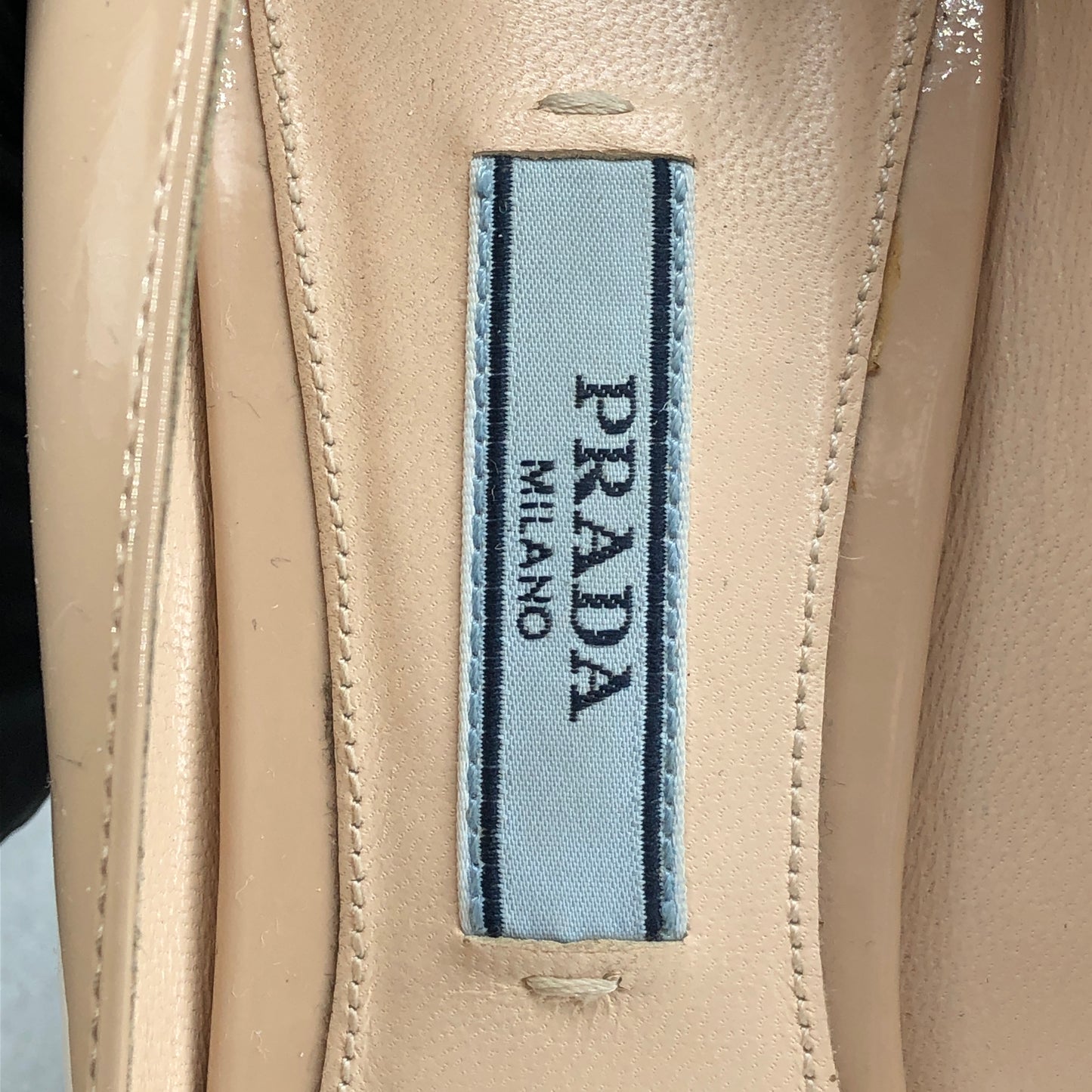 Prada Women's Patent Leather Pointed Toe Stiletto Pumps Beige Size 36