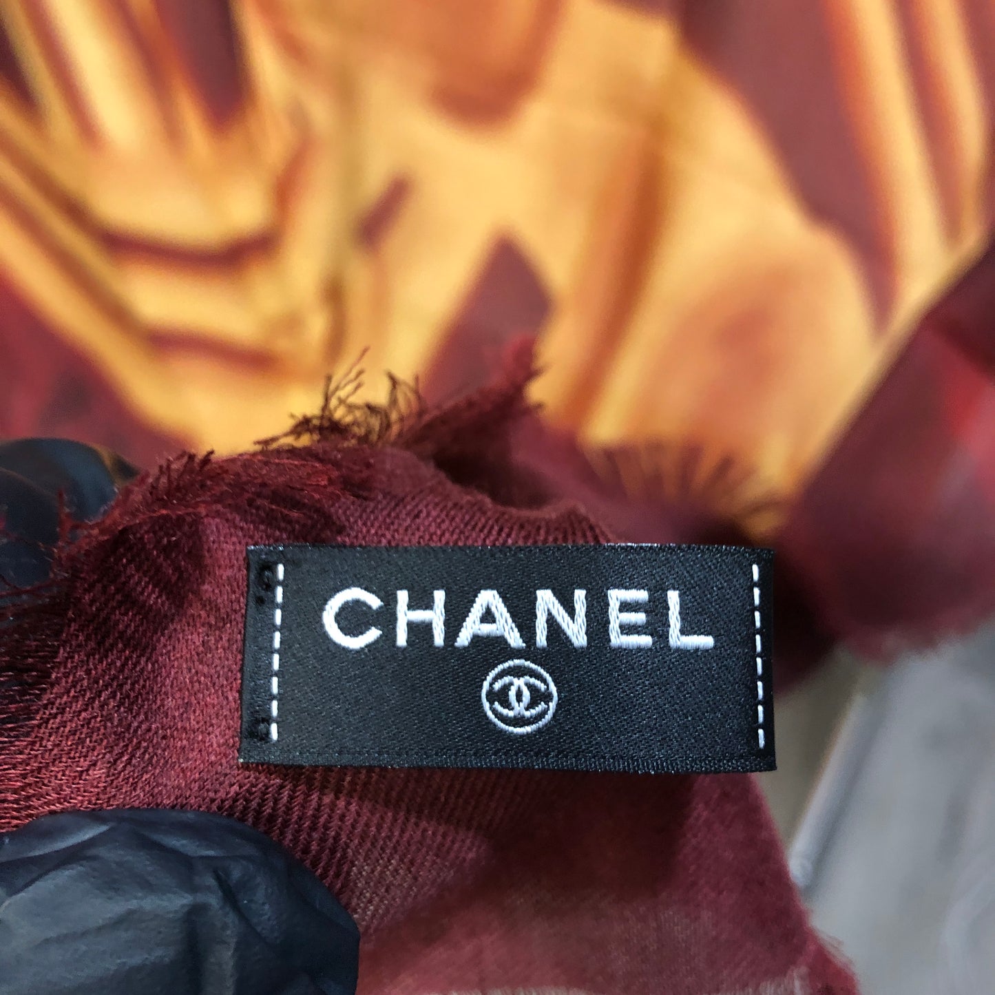 Chanel  Cashmere Silk Blend Shawl Red/Yellow Horse Print 138*190cm