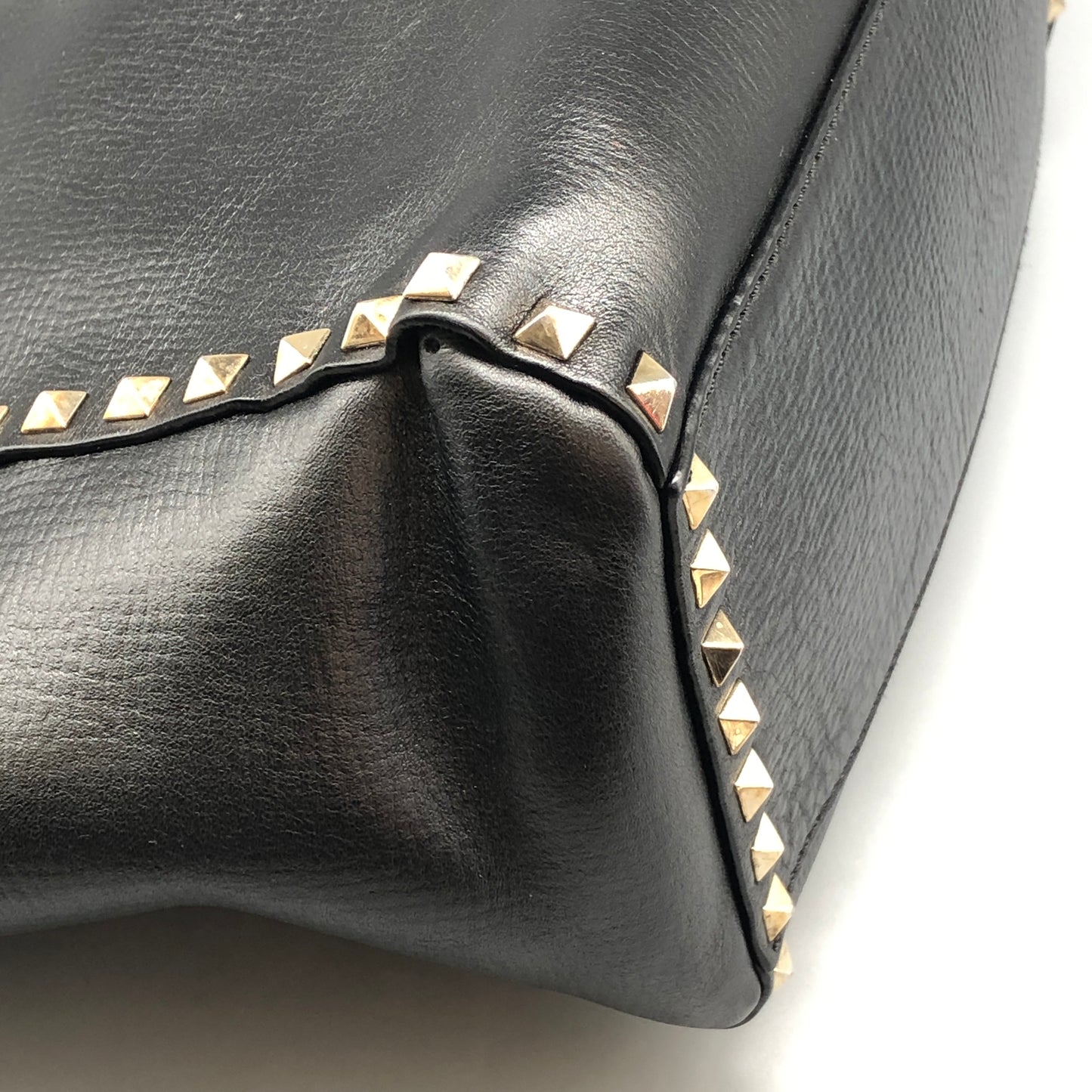 Valentino Garavani Black Leather Rockstud Tote Bag