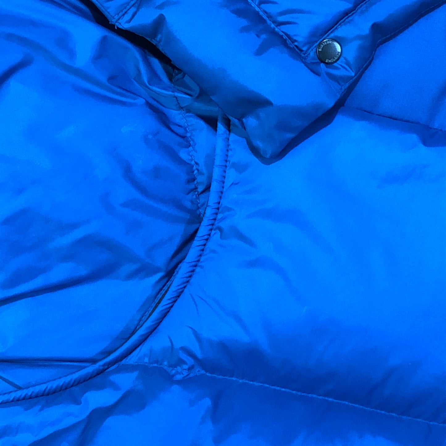 Burberry Bright Blue Detachable Hood Quilted Puffer Down Jacket Size S