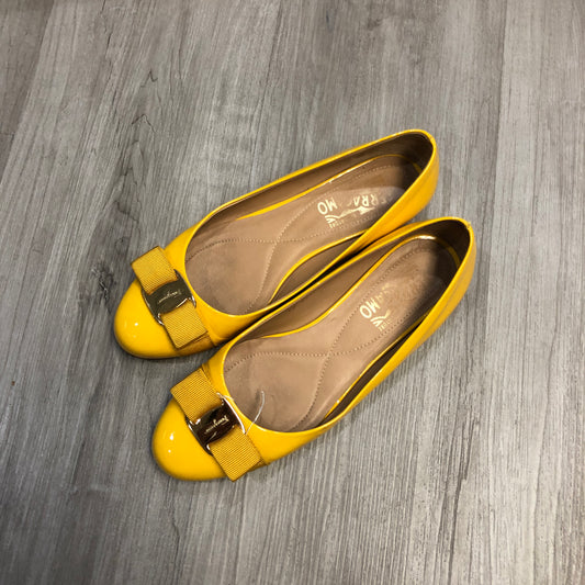 Ferragamo Women's Yellow Vara Bow Ballet Flats Size 7