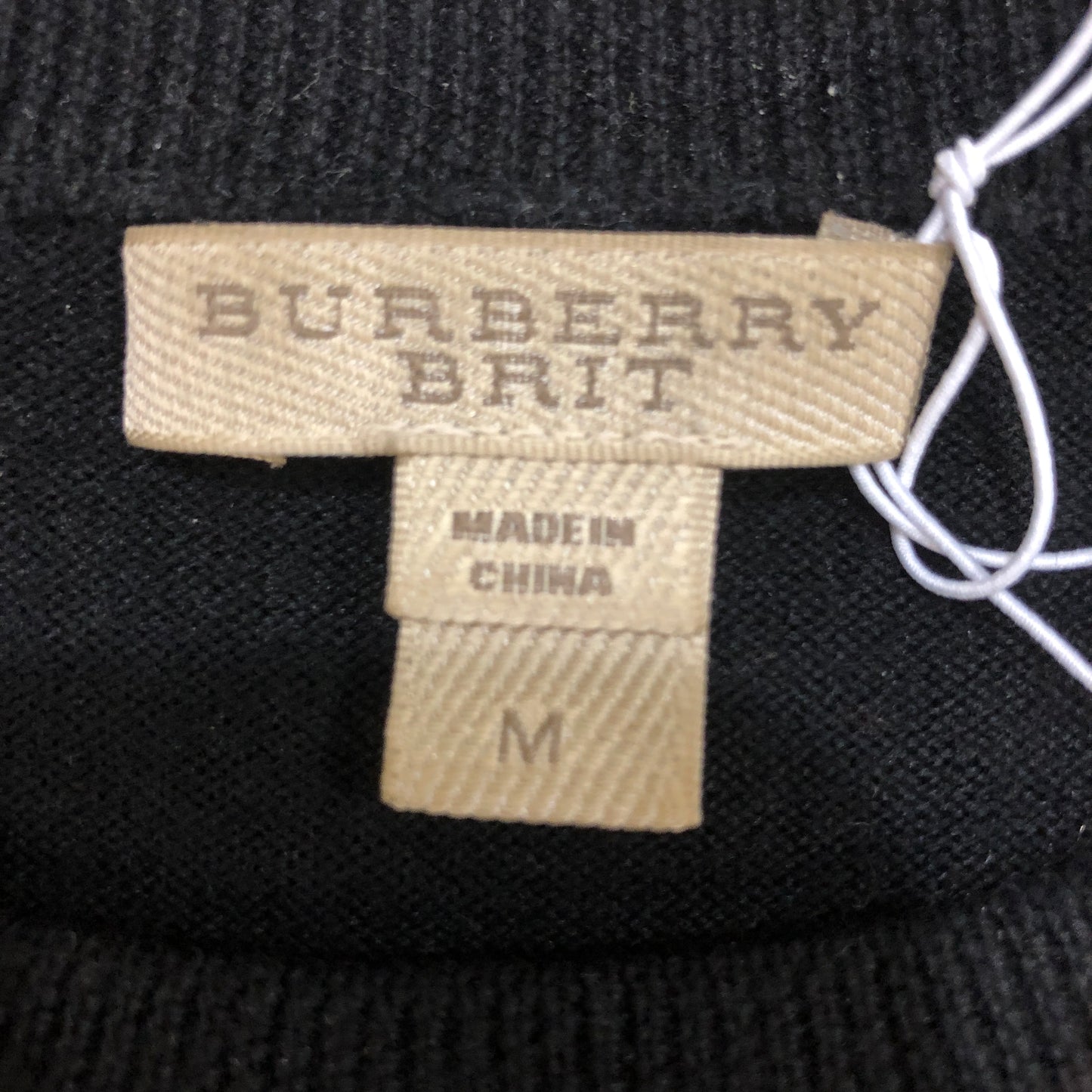 Burberry Brit Crew Neck Wool Knit Sweater Size M Black P2P 19.5-22 Inches