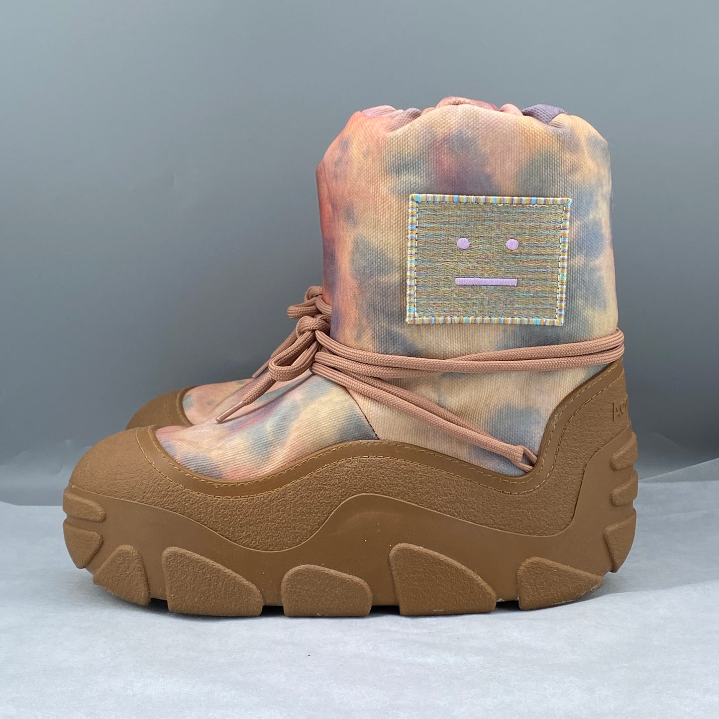 Acne Studios Tie-dye Multicolor Fabric Chunky Sole Ankle Boots Size 39