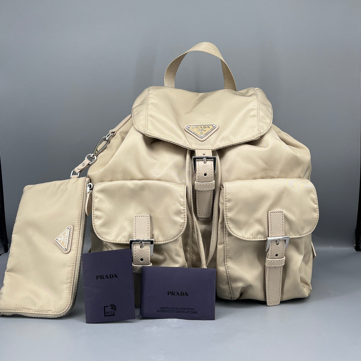 Prada Yellow beige nylon Backpack