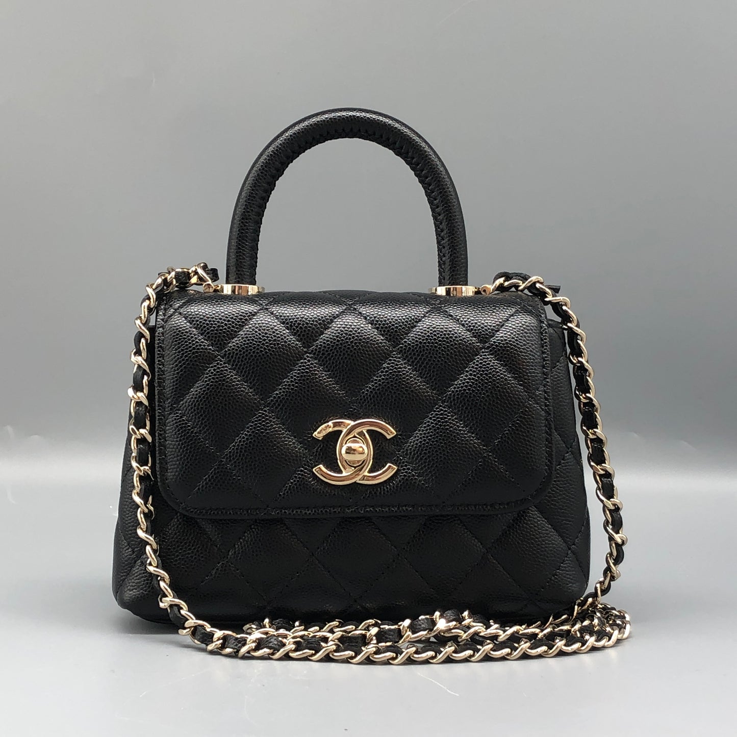 Chanel Black Quilted Mini Top Handle Bag
