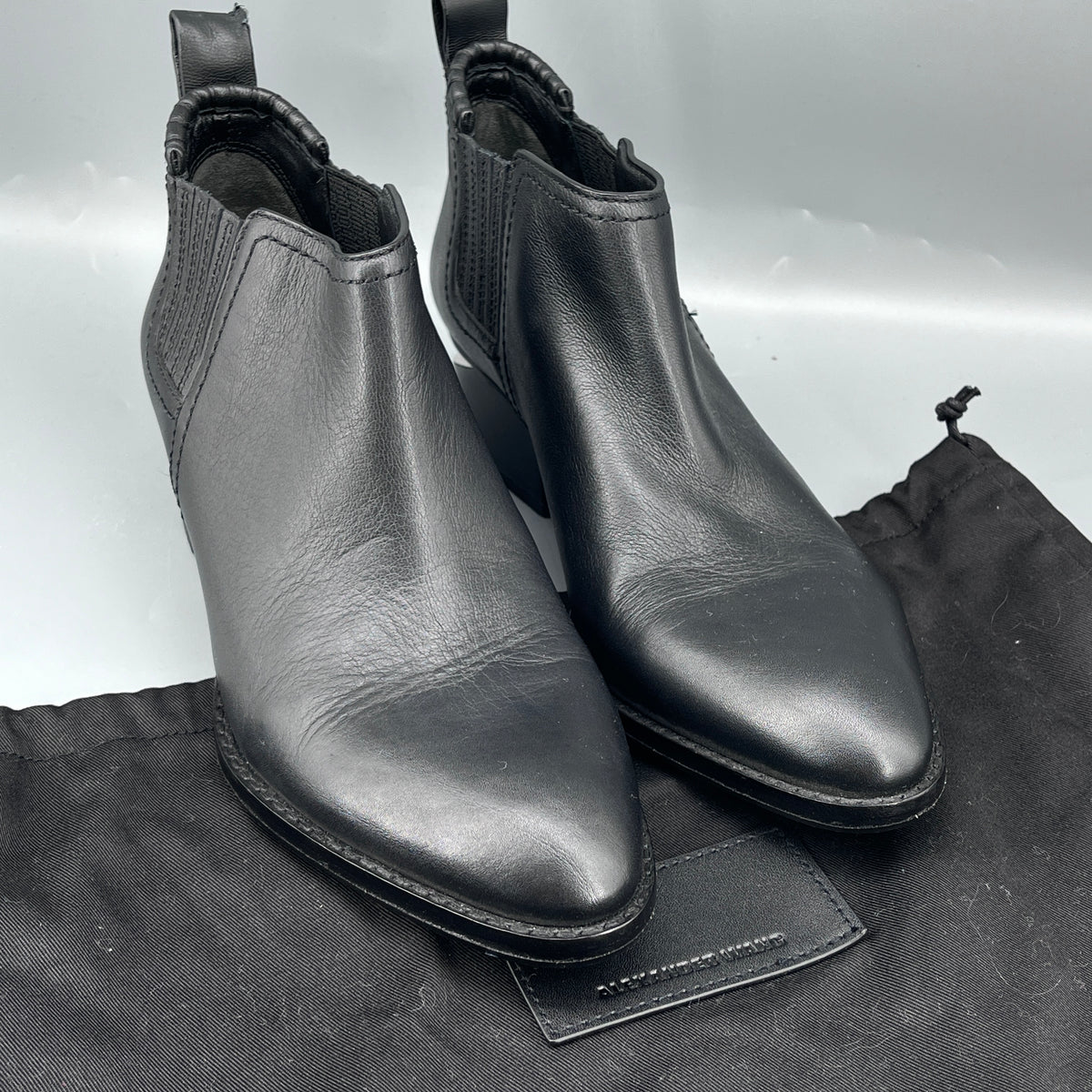 Alexander Wang Black Leather Chelsea Ankle Boots size 36.5