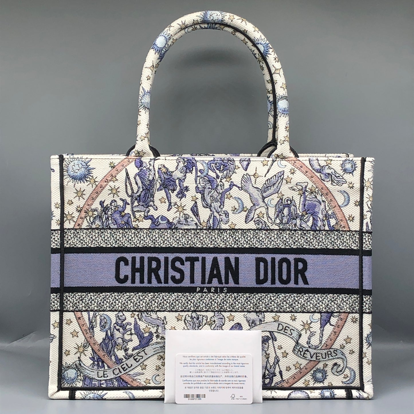 Christian Dior Violet/White Tarot Print Book Tote Bag